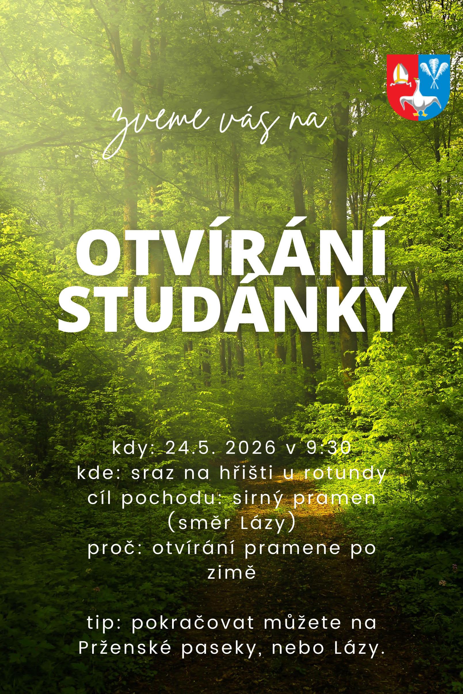 Otvírání studánky 24.5.2026 sraz 9:30 na hřišti